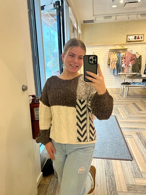 Colorblock Chevron Cable Knit Sweater LAST ONE!