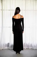 Thea Off Shoulder Maxi Black Dress