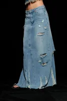 Alaina Distressed Denim Maxi Skirt - Long Jean