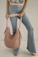 Liza Leather Handle Straw Tote