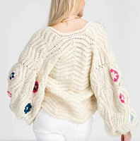 Crochet Knit Floral Cardigan by SAACHI