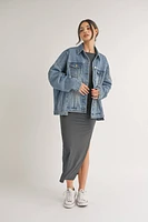 Jane Denim Jacket Oversized / Jean With Front Double Pocket ONLY 2 LEFT!