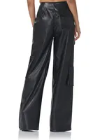 Maxwell Black Faux Leather Pants, Wide Leg Cargo Pants - ONLY 2 LEFT!