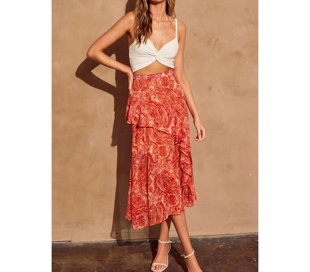 Lara Ruffled Midi Skirt: Fiesta