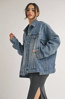 Jane Denim Jacket Oversized / Jean With Front Double Pocket ONLY 2 LEFT!