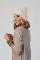 Jenice Distressed Beanie - Beige Creme ONLY 2 LEFT!