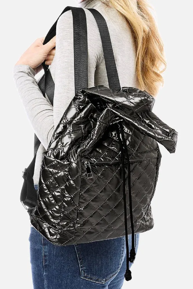 Quilted Black Back Pack Bag - LAST ONE!