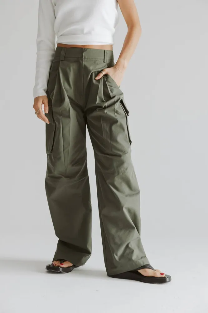 Maddie Army Green Cargo Pants