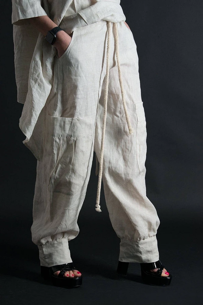 Maya Natural Linen Cargo Pants LAST ONE!