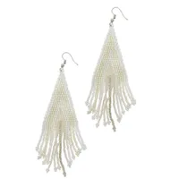 White and Gold Beaded Earrings