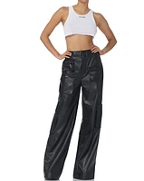 Maxwell Black Faux Leather Pants, Wide Leg Cargo Pants - ONLY 2 LEFT!