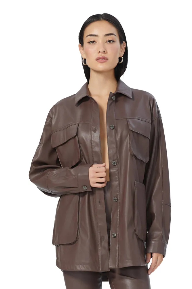 Bruno Cargo Brown Leather Jacket ONLY 2 LEFT!