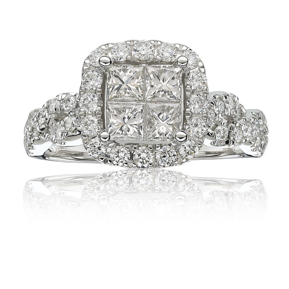 Round Diamond Three-Stone Plus Engagement Ring in 14K White | McChristy  Jewelers | Columbus, NE