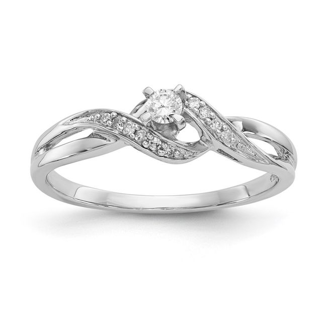 Diamond Double Interlocking Heart Promise Ring in Sterling Silver