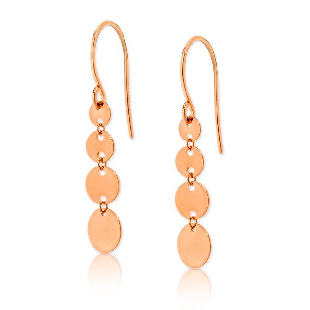 Rogers & Hollands® Jewelers Dangle Disc Fish Hook Earrings in 14k Rose Gold