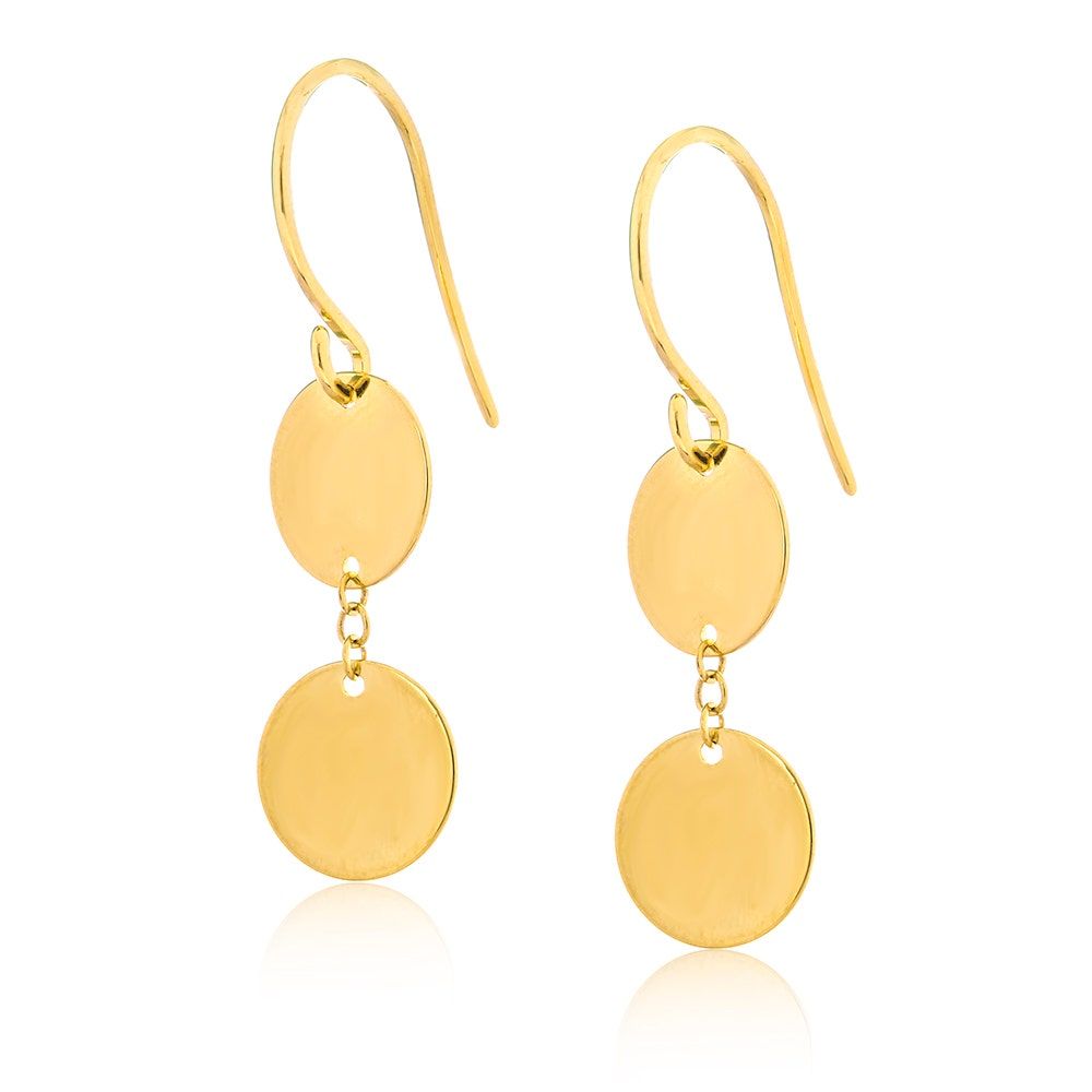 Rogers & Hollands® Jewelers Dangle Double Disc Fish Hook Earrings in 14K  Yellow Gold