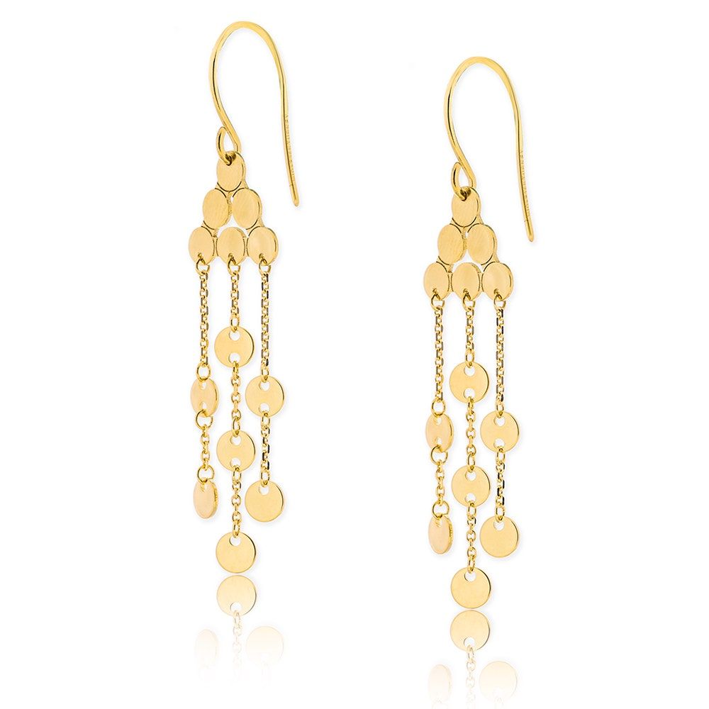 Rogers & Hollands® Jewelers Three-Strand Disk Dangle Fish Hook Earrings in  14k Yellow Gold