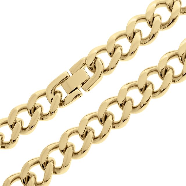 Solid Curb Chain Necklace 6mm Yellow Ion-Plated Stainless Steel 24