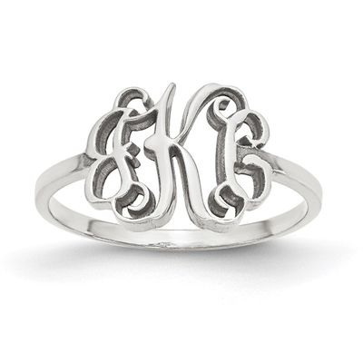 Laser Polished Split Shank Monogram Ring in Sterling Silver (up to 3  letters)