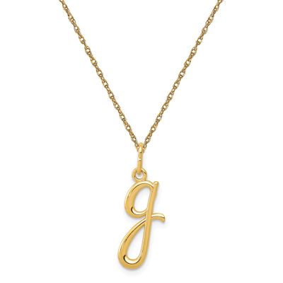 Script Initial Necklace in 14k Yellow Gold