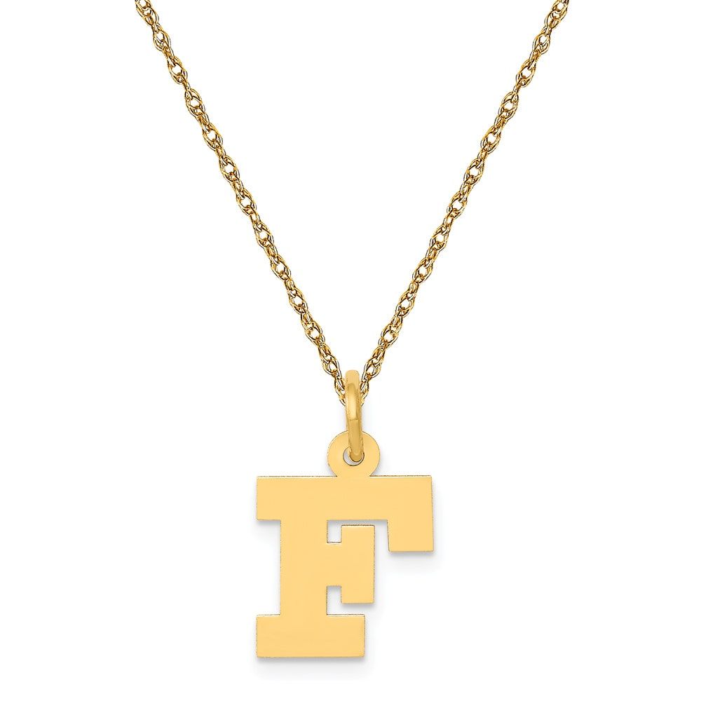 Rogers & Hollands® Jewelers Small Block F Initial Necklace in 14k