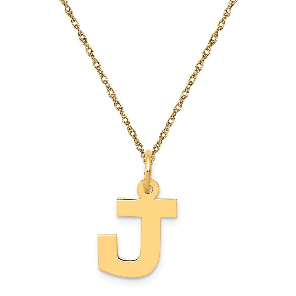 14K Yellow Gold High Polish Letter “J” Pendant