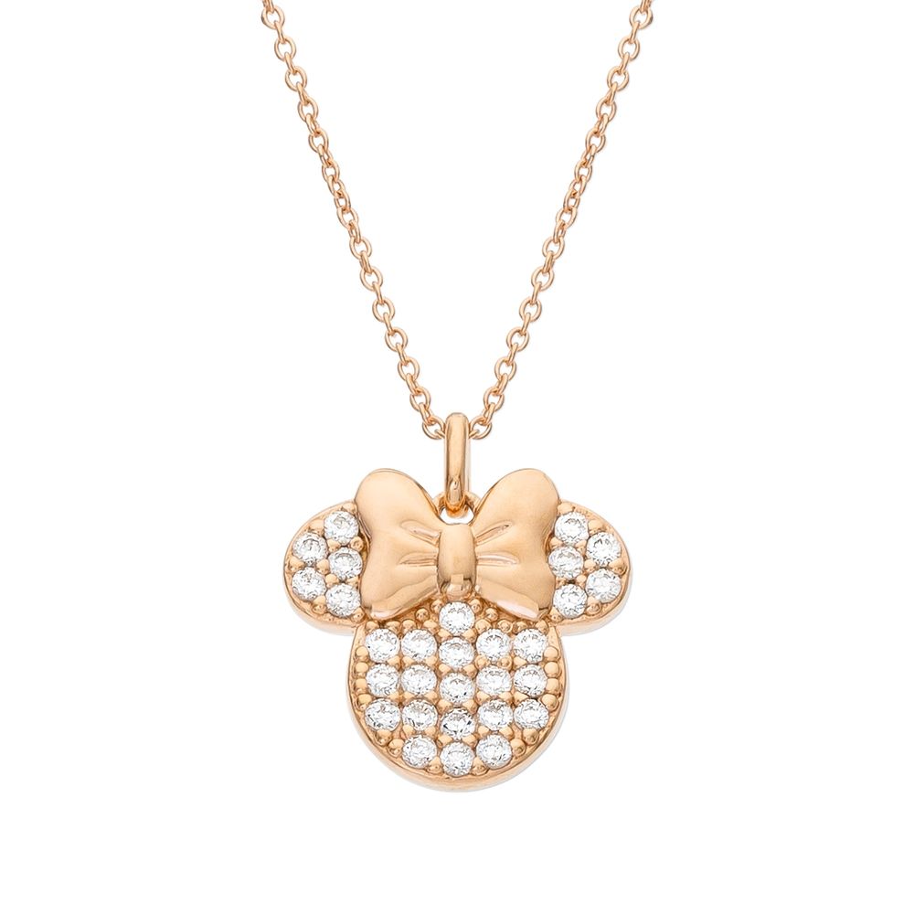 Disney Minnie Mouse Rose Gold Over Sterling Silver Crystal Necklace |  Silver Necklaces & Pendants | Jewelry & Watches | Shop The Exchange