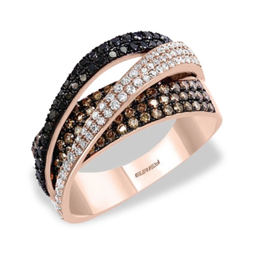 Effy Men's 14K Rose Gold Espresso and White Diamond Ring – effyjewelry.com
