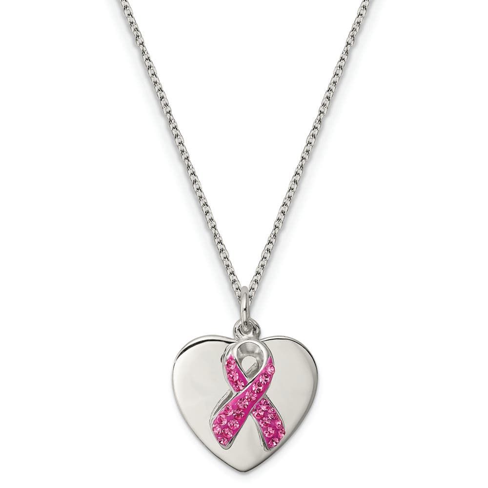14kt Rose Gold Diamond-Cut Breast Cancer Awareness Ribbon Pendant Charm