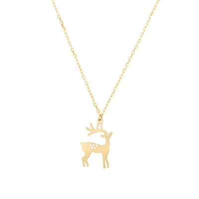 Reindeer Necklace in 14k Yellow Gold