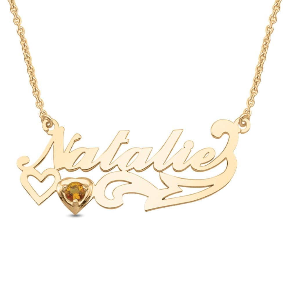 14K Yellow Gold Block Name Necklace - Brilliant Earth