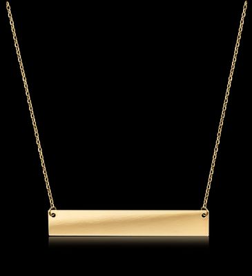Gold Bar Engravable Necklace in 14k Yellow
