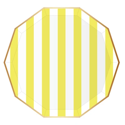 Soleil Yellow Cabana Stripe Plates - 8 ct.