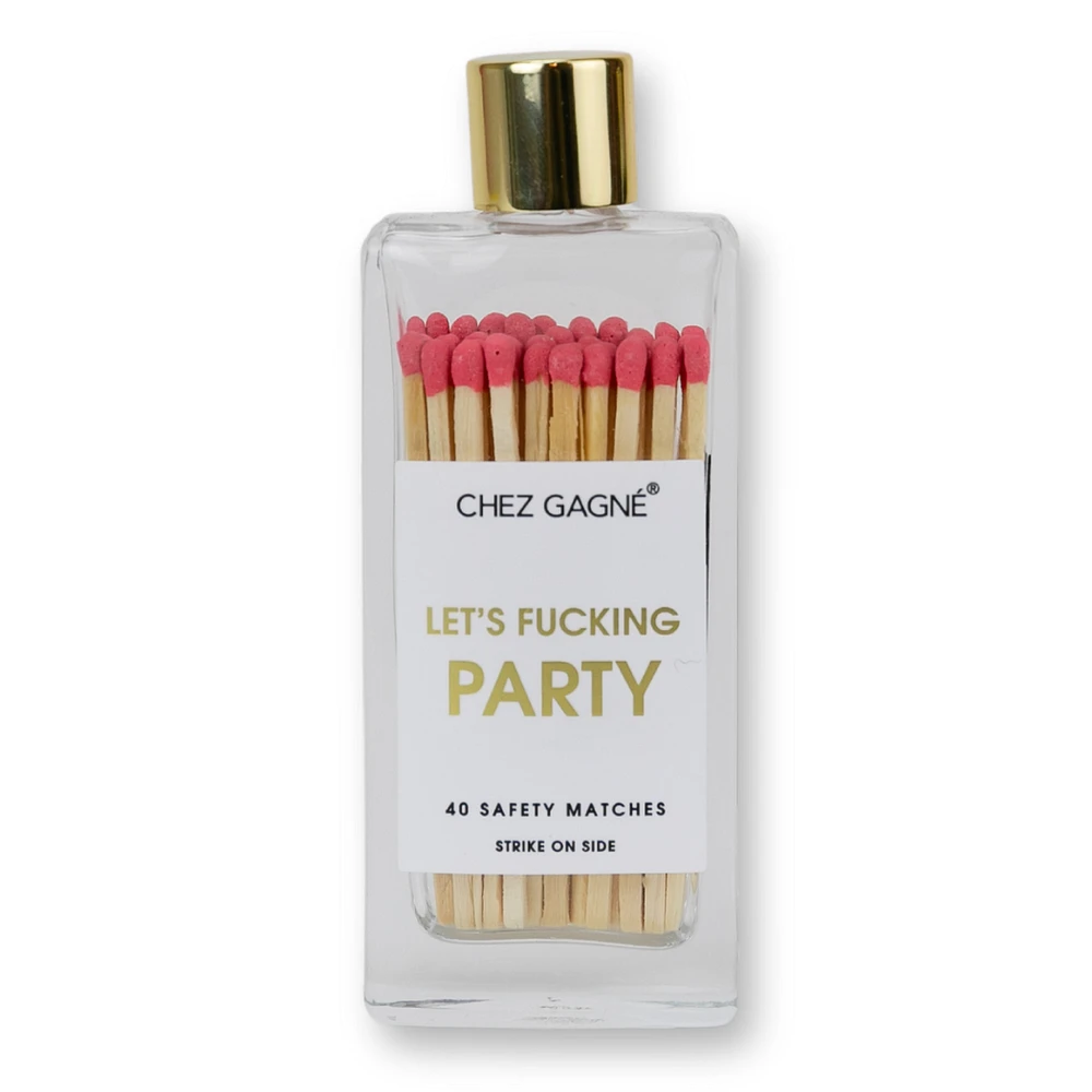 Let's Fucking Party Matches - Glass Bottle Matchsticks - Coral