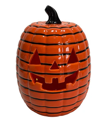 Orange Stripe Ceramic Jack O' Lantern