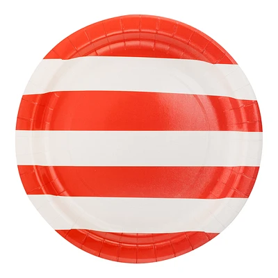 Red Stripe Paper Plates - 8 ct.