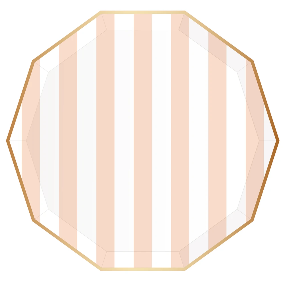 Peach Cabana Stripe Plates - 8 ct.