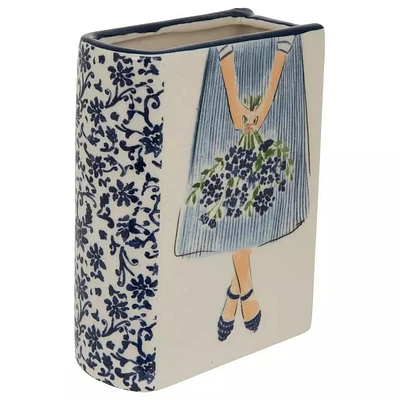 Blue Floral Book Vase