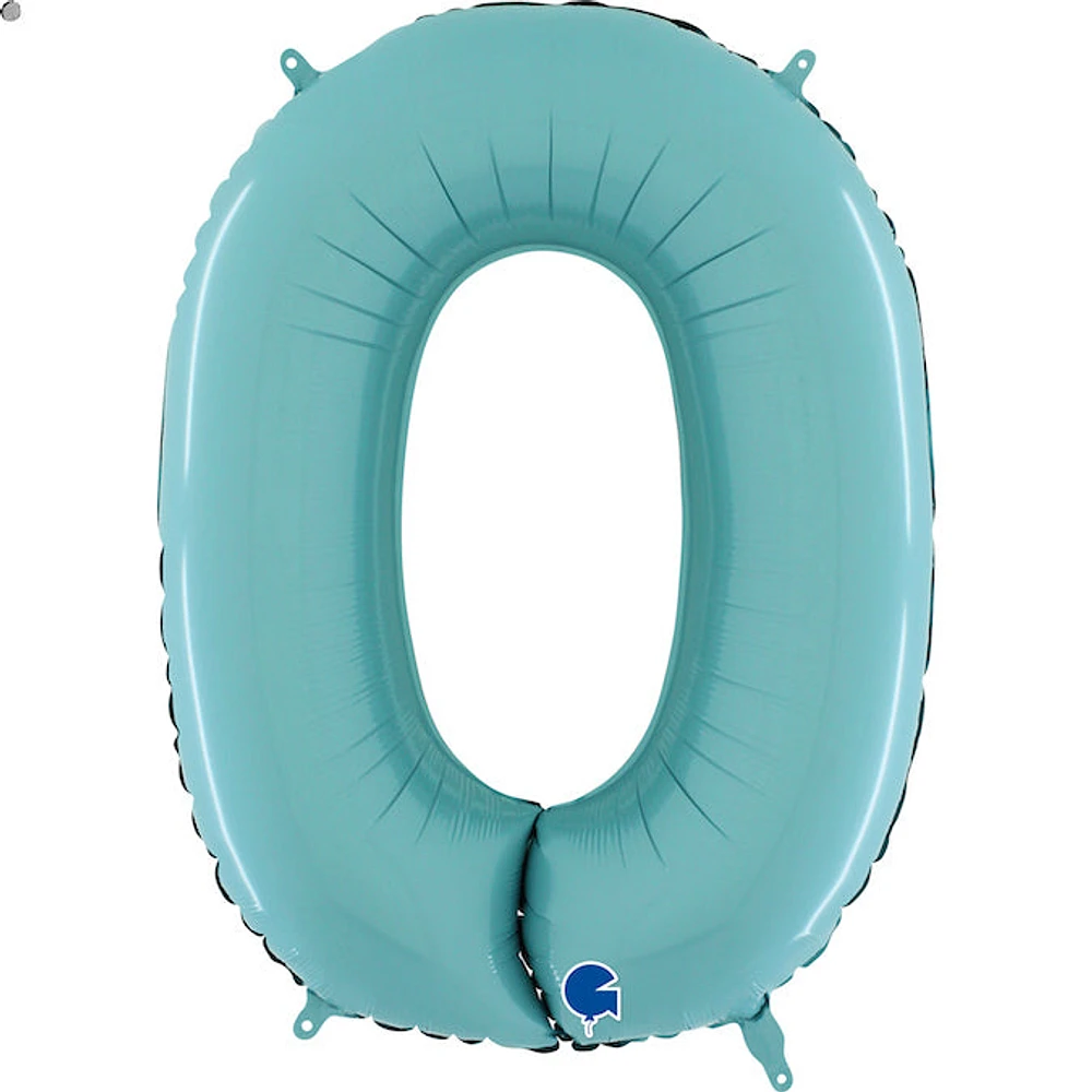 Foil Number Balloons - Turquoise 0