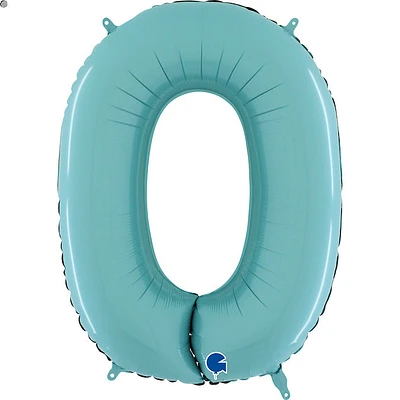 Foil Number Balloons - Turquoise 0