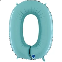 Foil Number Balloons - Turquoise 0