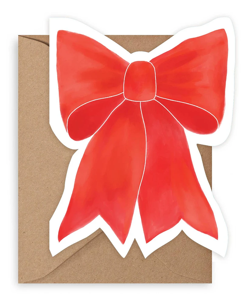 Red Bow Die Cut Greeting Card