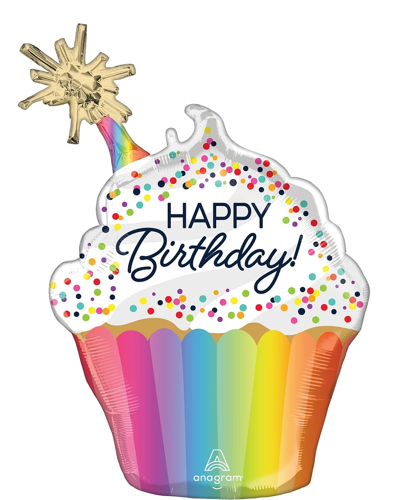 Sprinkle Cupcake Foil HBD Balloon