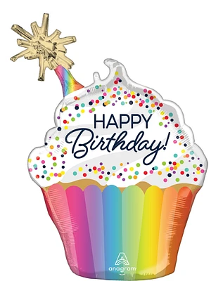 Sprinkle Cupcake Foil HBD Balloon