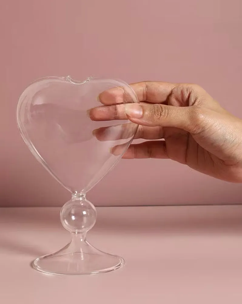 Clear Heart Glass Vase