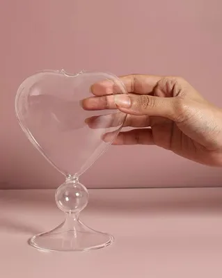 Clear Heart Glass Vase