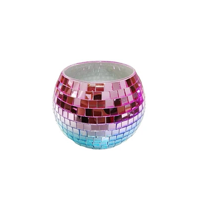 Gradient Disco Ball Vase - Turquoise to Pink