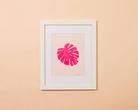 Pink Monstera Leaf Art Print - 8X10