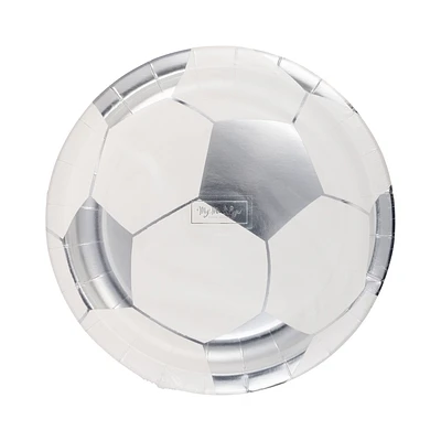 Silver Foil Soccer Plates - 8 ct.