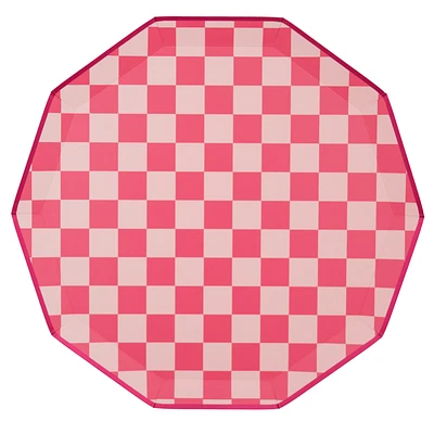 Pink Checkered Signature Dinner Plates - 8 ct.